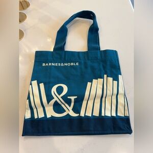 Barnes & Noble Teal and Ivory Book Design Tote NWOT